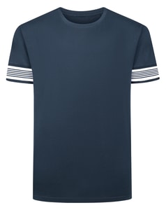 Bigdude Heavyweight Striped Arm T-Shirt Navy Tall